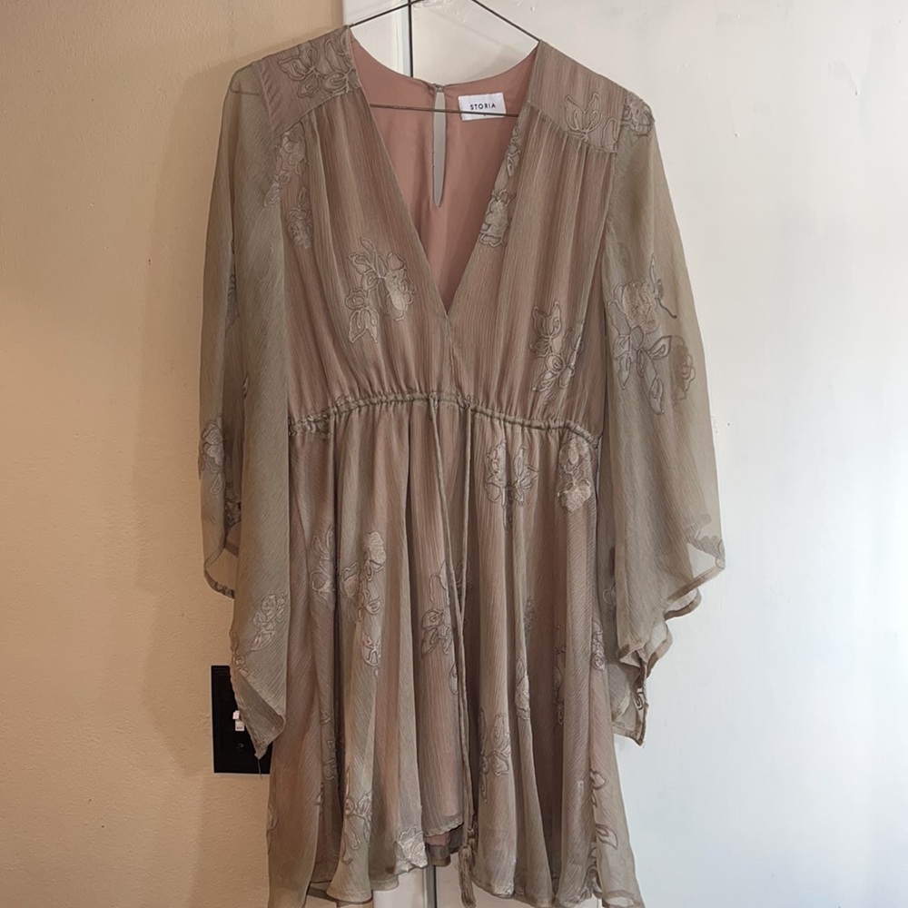 VICI Long Sleeve Tan Dress